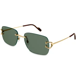 Cartier Eyewear CT0330S-002 C Decor Gold Green Rimless Sunglasses< Sunglasses