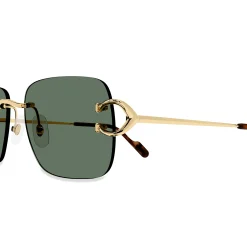 Cartier Eyewear CT0330S-002 C Decor Gold Green Rimless Sunglasses< Sunglasses