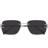 Cartier Eyewear CT0330S-001 C Decor Silver Grey Rimless Sunglasses< Sunglasses