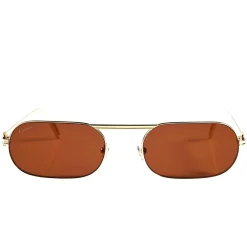Cartier Eyewear CT0112S-003 C Decor Rimless Brown Gold Sunglasses< Sunglasses