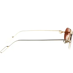 Cartier Eyewear CT0112S-003 C Decor Rimless Brown Gold Sunglasses< Sunglasses
