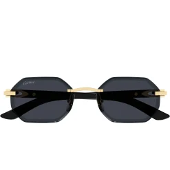 Cartier Eyewear CT0439S-001 Gold Grey Rimless Sunglasses< Sunglasses