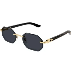 Cartier Eyewear CT0439S-001 Gold Grey Rimless Sunglasses< Sunglasses