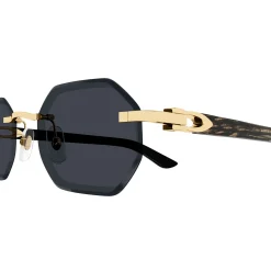 Cartier Eyewear CT0439S-001 Gold Grey Rimless Sunglasses< Sunglasses
