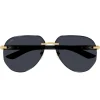 Cartier Eyewear CT0440S-001 Gold Grey Rimless Sunglasses< Sunglasses