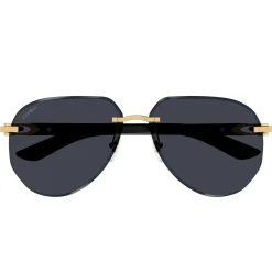 Cartier Eyewear CT0440S-001 Gold Grey Rimless Sunglasses< Sunglasses