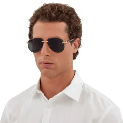 Cartier Eyewear CT0440S-001 Gold Grey Rimless Sunglasses< Sunglasses