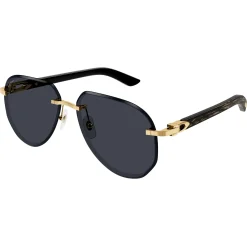 Cartier Eyewear CT0440S-001 Gold Grey Rimless Sunglasses< Sunglasses