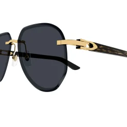 Cartier Eyewear CT0440S-001 Gold Grey Rimless Sunglasses< Sunglasses