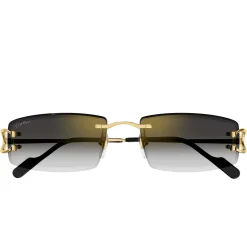 Cartier Eyewear CT0465S-001 Gold Grey Rimless Sunglasses< Sunglasses