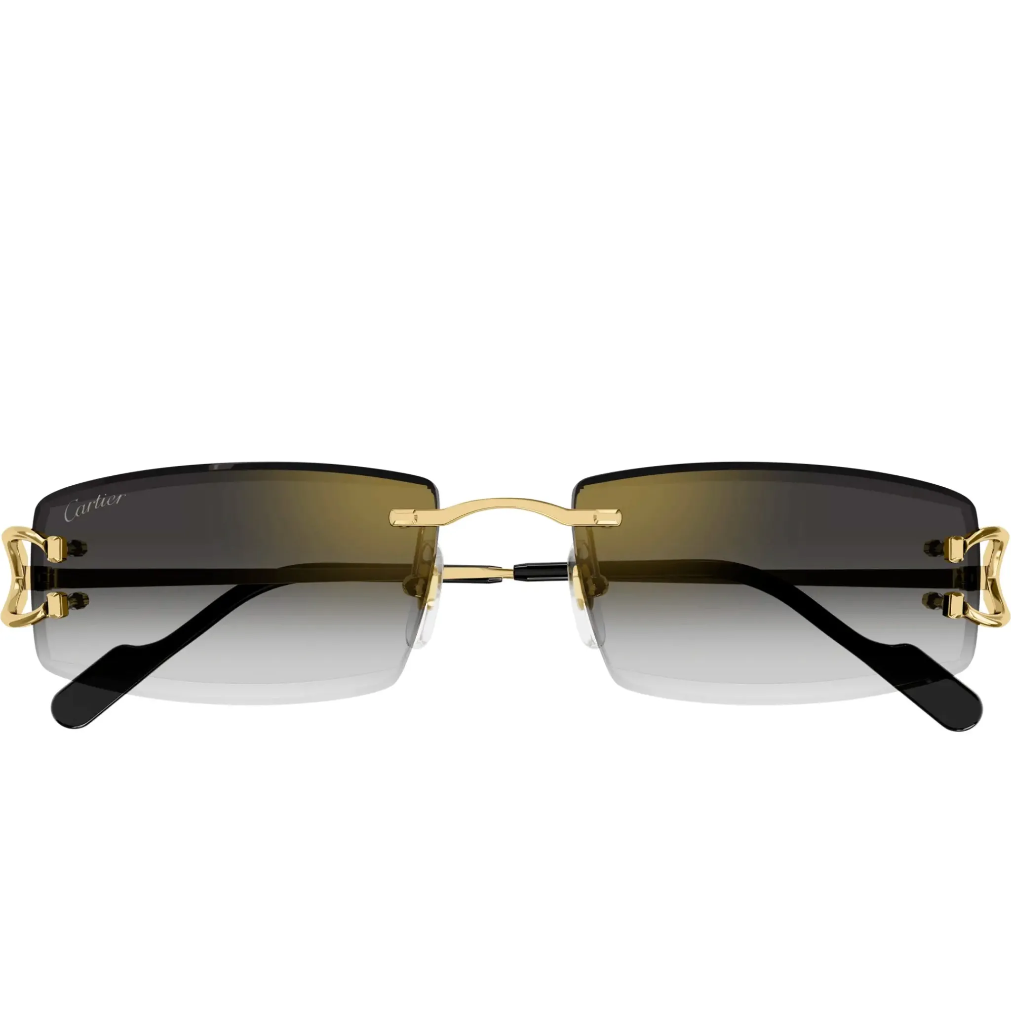 Cartier Eyewear CT0465S-001 Gold Grey Rimless Sunglasses< Sunglasses