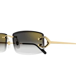 Cartier Eyewear CT0465S-001 Gold Grey Rimless Sunglasses< Sunglasses