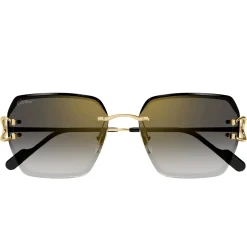 Cartier Eyewear CT0466S-001 Gold Grey Sunglasses< Sunglasses