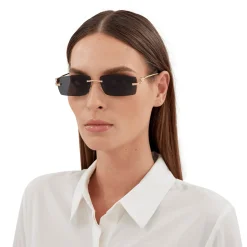 Cartier Eyewear CT0430S-001 Panthere De Cartier Gold Grey Rimless Sunglasses< Sunglasses