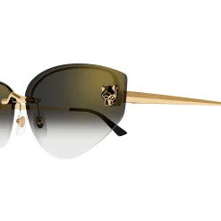 Cartier Eyewear CT0431S-001 Panthere De Cartier Gold Grey Sunglasses< Sunglasses