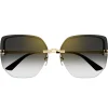 Cartier Eyewear CT0432S-001 Panthere De Cartier Gold Grey Rimless Sunglasses< Sunglasses
