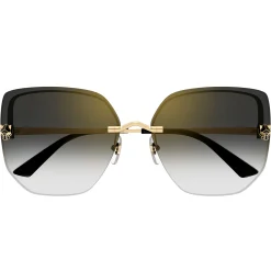 Cartier Eyewear CT0432S-001 Panthere De Cartier Gold Grey Rimless Sunglasses< Sunglasses