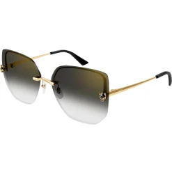 Cartier Eyewear CT0432S-001 Panthere De Cartier Gold Grey Rimless Sunglasses< Sunglasses