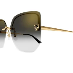 Cartier Eyewear CT0432S-001 Panthere De Cartier Gold Grey Rimless Sunglasses< Sunglasses