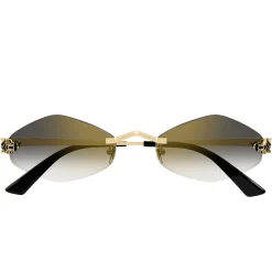 Cartier Eyewear CT0433S-001 Panthere De Cartier Gold Grey Rimless Sunglasses< Sunglasses