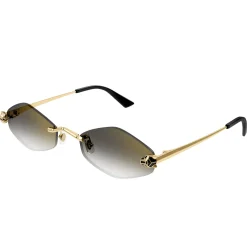 Cartier Eyewear CT0433S-001 Panthere De Cartier Gold Grey Rimless Sunglasses< Sunglasses