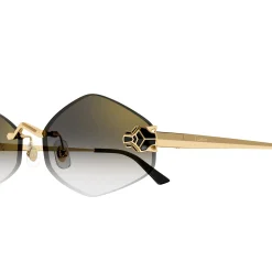 Cartier Eyewear CT0433S-001 Panthere De Cartier Gold Grey Rimless Sunglasses< Sunglasses