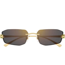 Cartier Eyewear CT0474S-001 Panthere De Cartier Gold Grey Rimless Sunglasses< Sunglasses