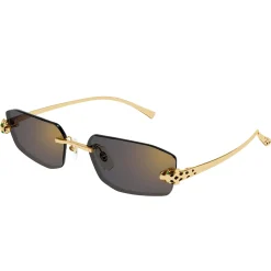 Cartier Eyewear CT0474S-001 Panthere De Cartier Gold Grey Rimless Sunglasses< Sunglasses