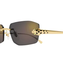 Cartier Eyewear CT0474S-001 Panthere De Cartier Gold Grey Rimless Sunglasses< Sunglasses