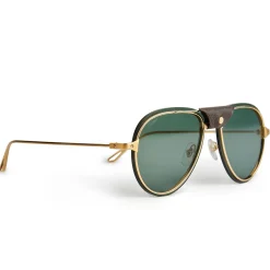 Cartier Eyewear CT0242S-004 Pilot Frame Brown Gold Sunglasses< Sunglasses