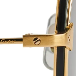 Cartier Eyewear CT0242S-004 Pilot Frame Brown Gold Sunglasses< Sunglasses