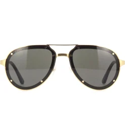 Cartier Eyewear CT0195S-002 Santos De Cartier Gold Grey Sunglasses< Sunglasses