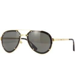 Cartier Eyewear CT0195S-002 Santos De Cartier Gold Grey Sunglasses< Sunglasses