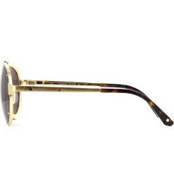 Cartier Eyewear CT0195S-002 Santos De Cartier Gold Grey Sunglasses< Sunglasses