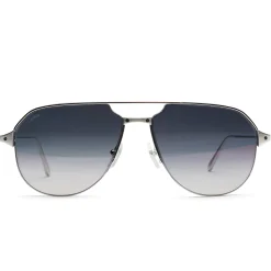 Cartier Eyewear CT0229S-004 Santos De Cartier Silver Sunglasses< Sunglasses