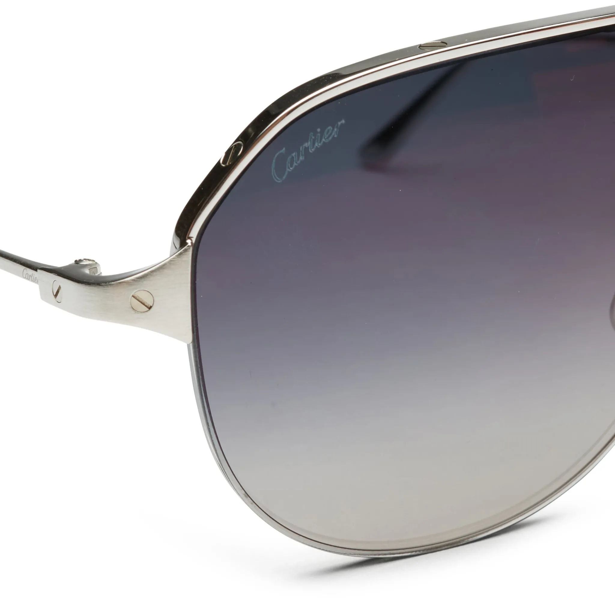Cartier Eyewear CT0229S-004 Santos De Cartier Silver Sunglasses< Sunglasses