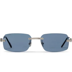 Cartier Eyewear CT0271S-003 Silver Blue Sunglasses< Sunglasses