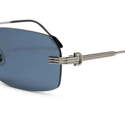 Cartier Eyewear CT0271S-003 Silver Blue Sunglasses< Sunglasses