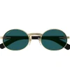Cartier Eyewear CT0464S-003 White Gold Green Sunglasses< Sunglasses