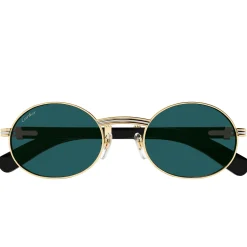 Cartier Eyewear CT0464S-003 White Gold Green Sunglasses< Sunglasses