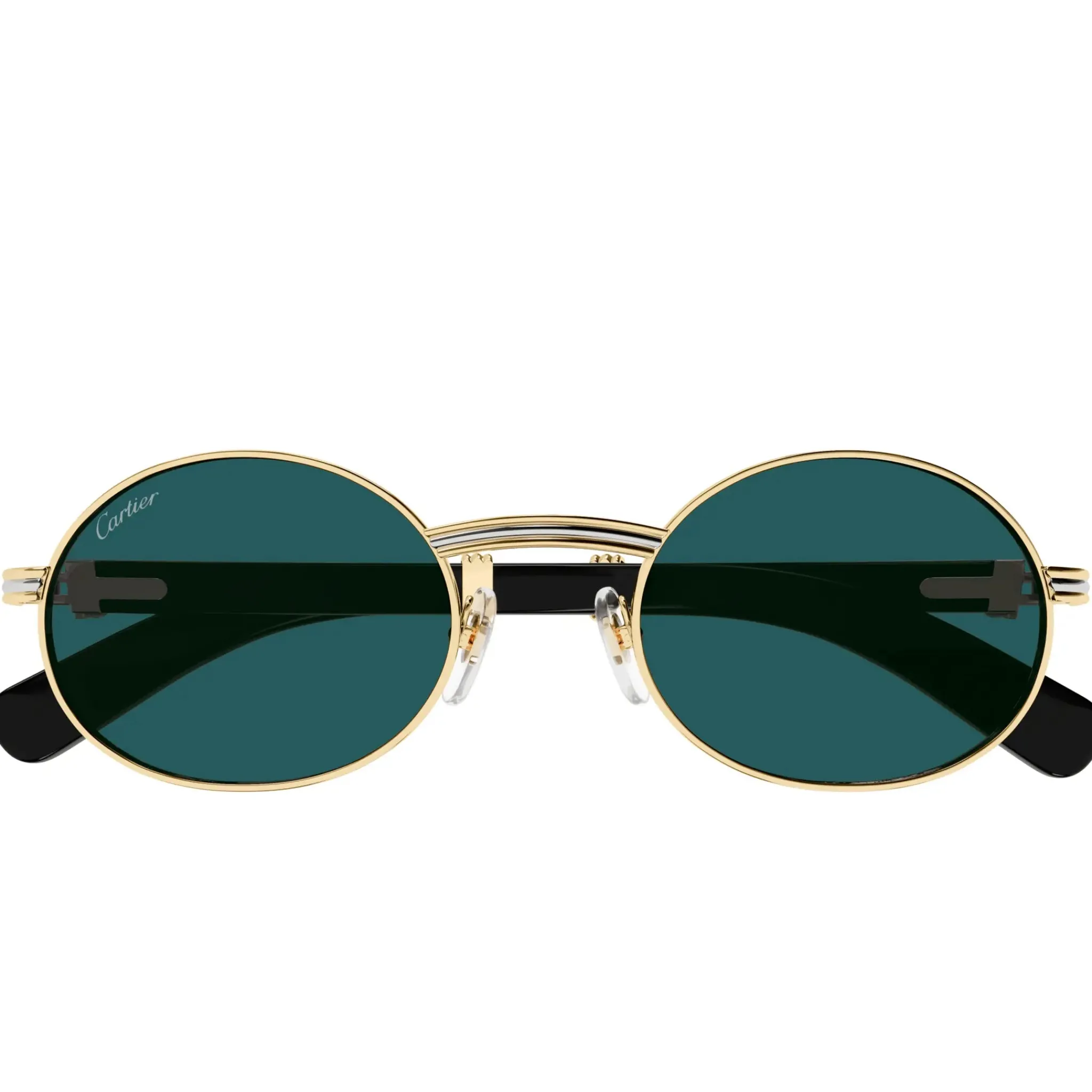 Cartier Eyewear CT0464S-003 White Gold Green Sunglasses< Sunglasses