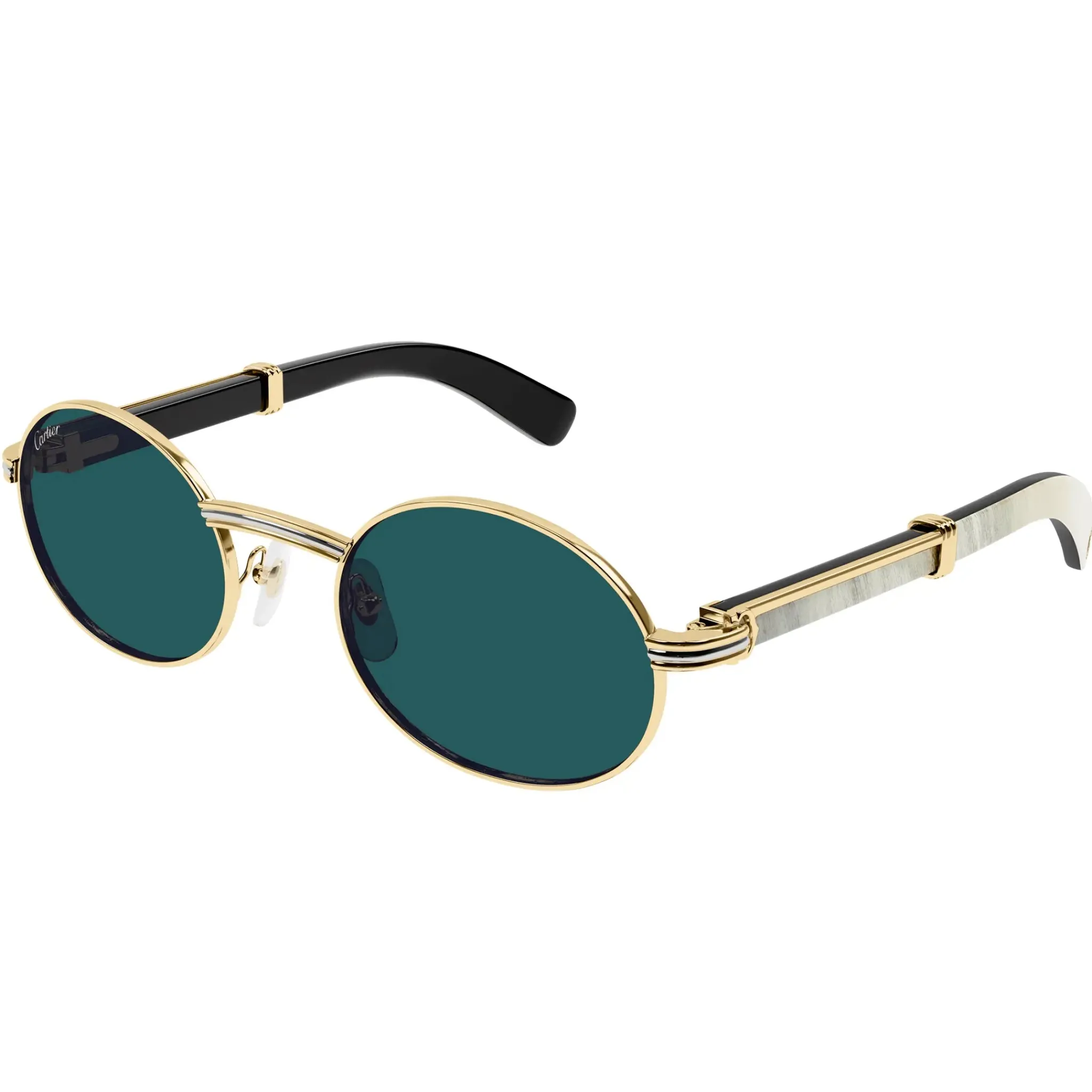 Cartier Eyewear CT0464S-003 White Gold Green Sunglasses< Sunglasses
