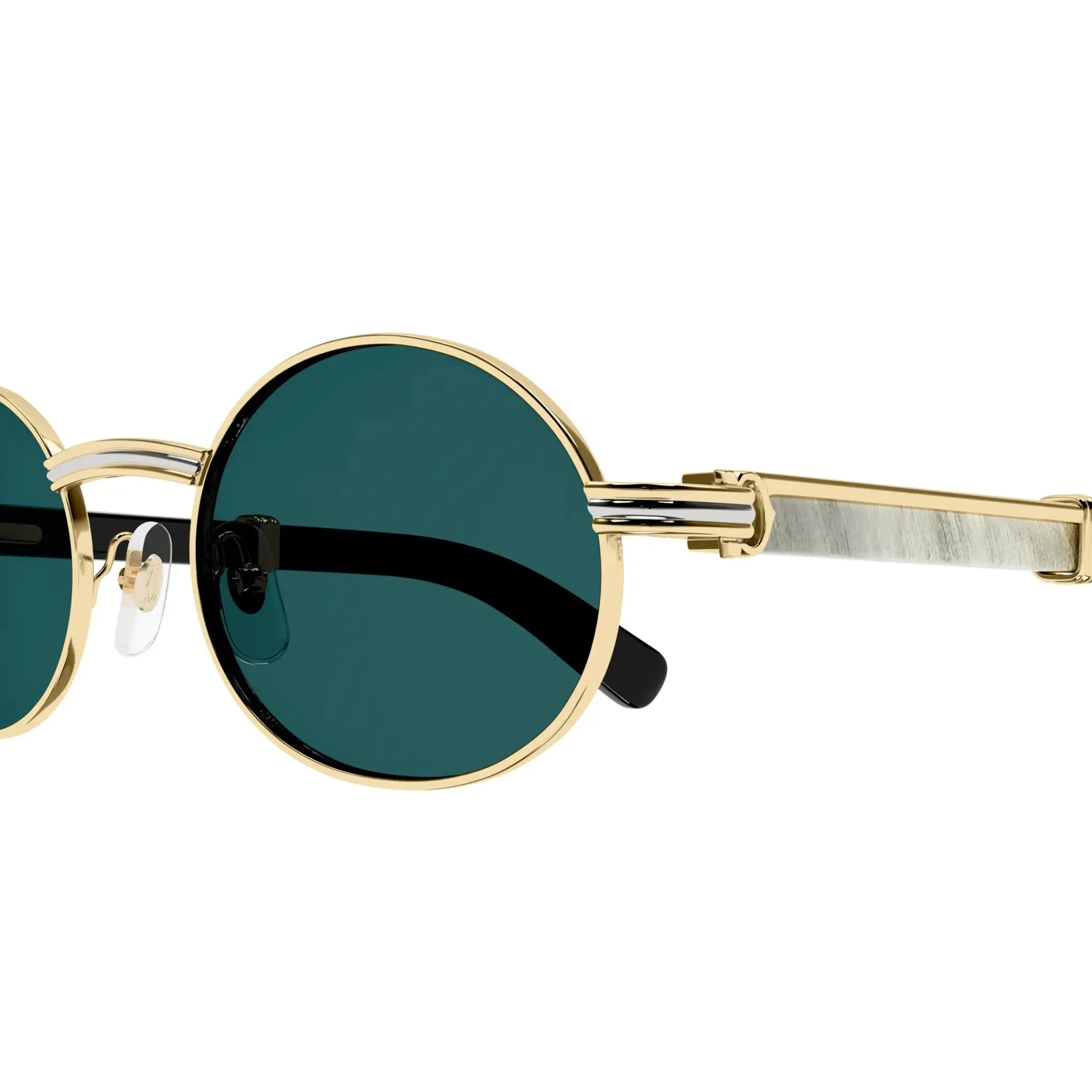 Cartier Eyewear CT0464S-003 White Gold Green Sunglasses< Sunglasses
