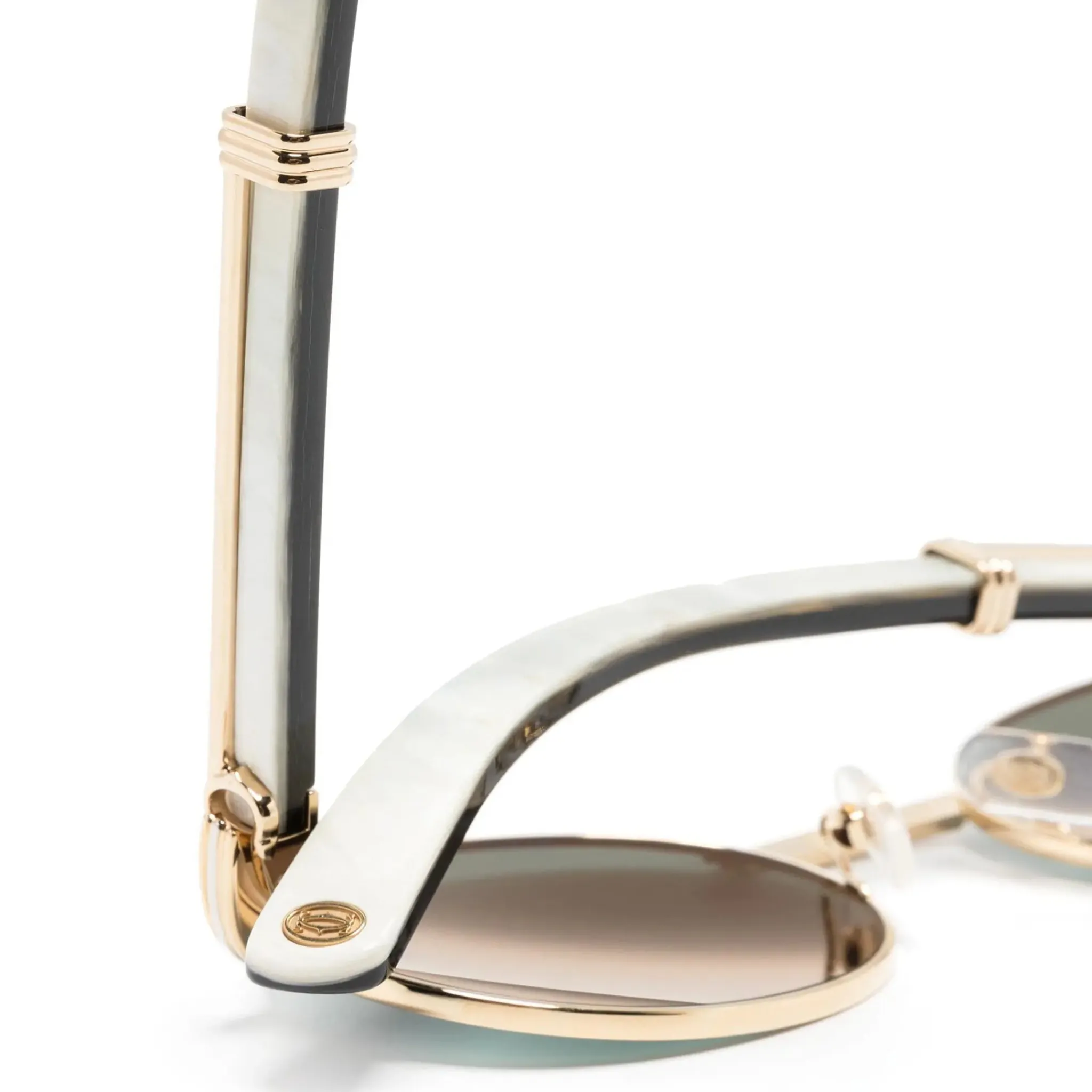 Cartier Eyewear CT0464S-003 White Gold Green Sunglasses< Sunglasses