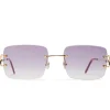 Cartier Eyewear Custom CT00920-001 C Decor Purple Rimless Sunglasses< Sunglasses