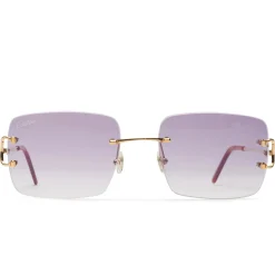 Cartier Eyewear Custom CT00920-001 C Decor Purple Rimless Sunglasses< Sunglasses