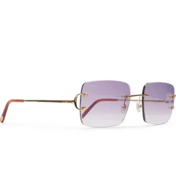 Cartier Eyewear Custom CT00920-001 C Decor Purple Rimless Sunglasses< Sunglasses