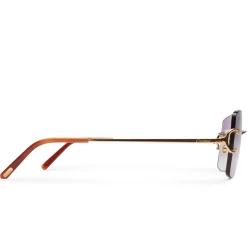 Cartier Eyewear Custom CT00920-001 C Decor Purple Rimless Sunglasses< Sunglasses