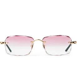 Cartier Eyewear Custom CT0309O-001 Panthère Gold Pink Rimless Sunglasses< Sunglasses