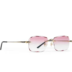 Cartier Eyewear Custom CT0309O-001 Panthère Gold Pink Rimless Sunglasses< Sunglasses